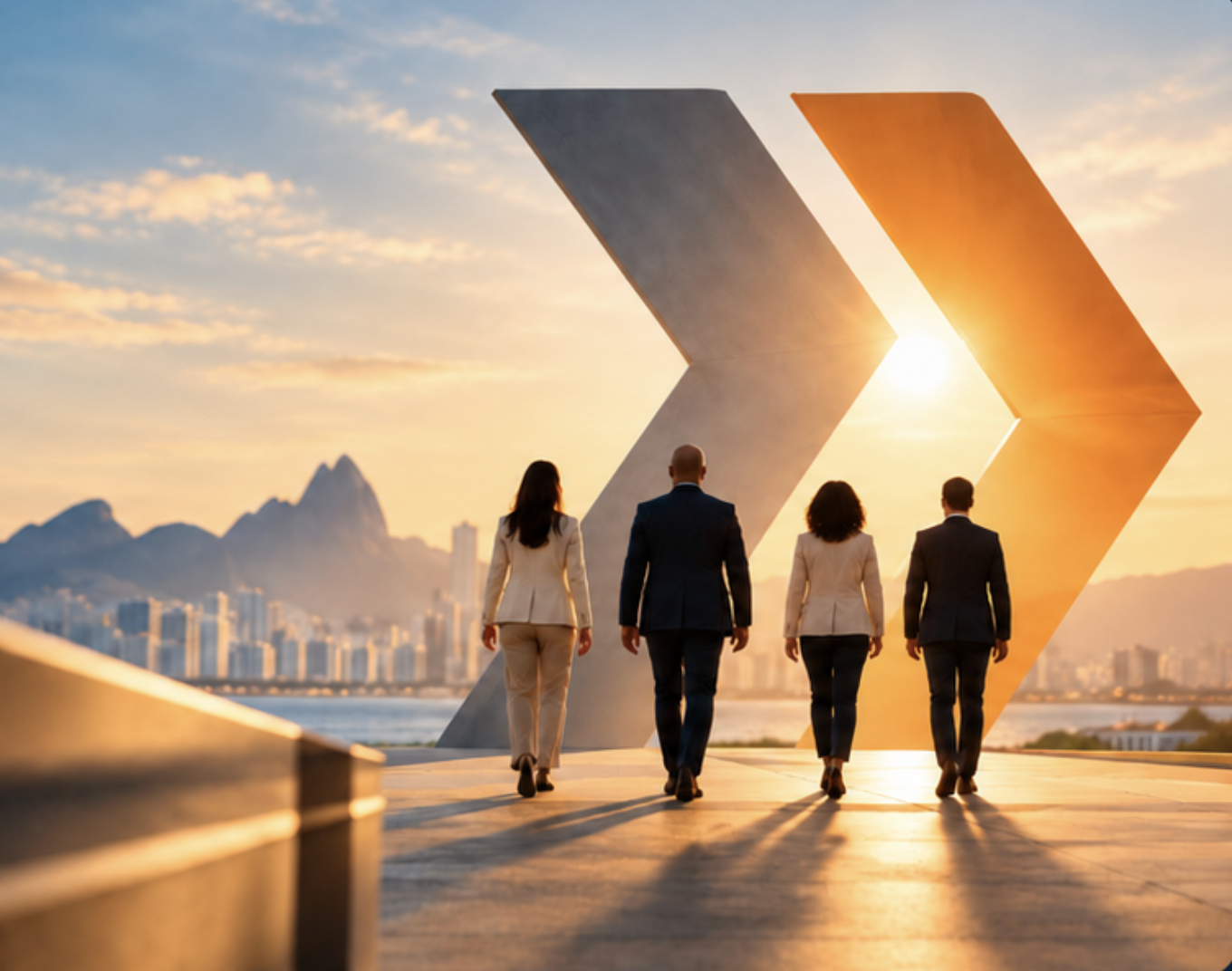 Profissionais em uma conversa de trabalho em ambiente contemporâneo